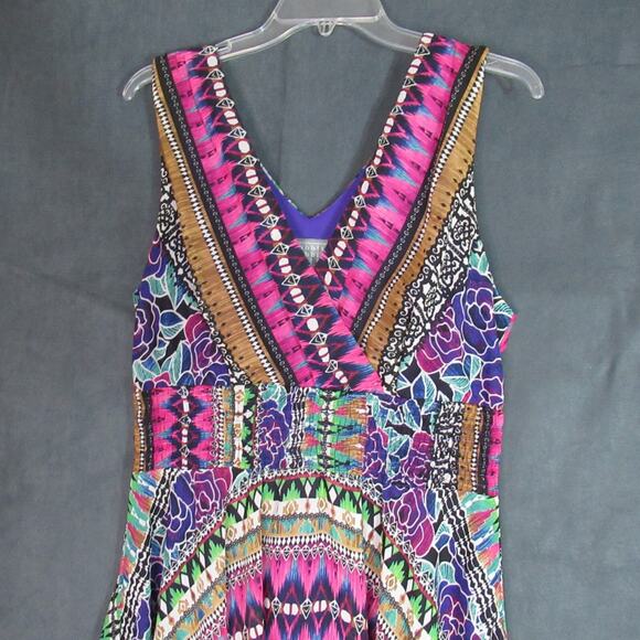Rabbit Rabbit Rabbit Dress Womens Sz 16 Multicolor Geometric Boho Hipster Flowy - Picture 3 of 11